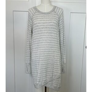 Athleta Criss Cross Sweatshirt Dress Grey White Stripe SOFT ~ Women's Medium